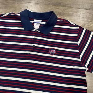 Reebok Classic Polo Casual Golf Shirt Striped Large